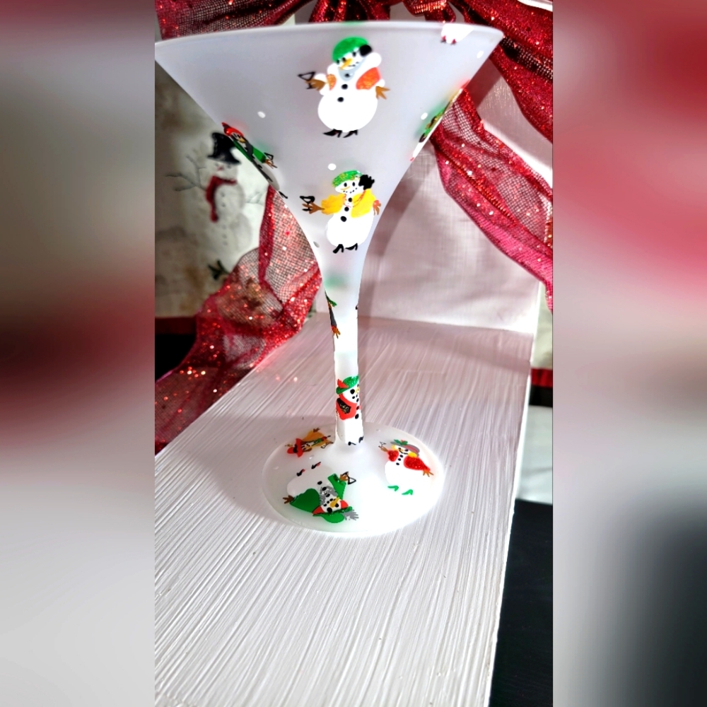 Lolita "Snow Divas" Handpainted Themed Martini Glass